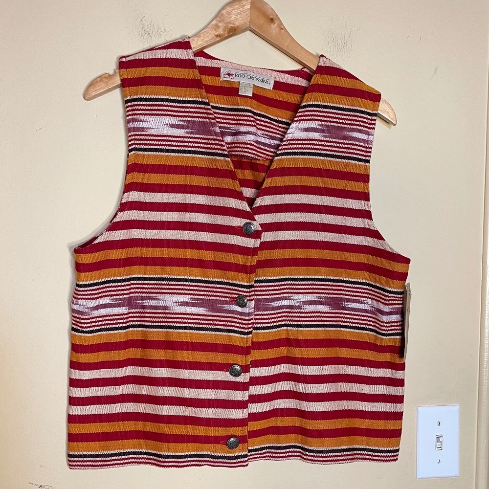 Southwestern Striped Vest - Red, Orange, and White
